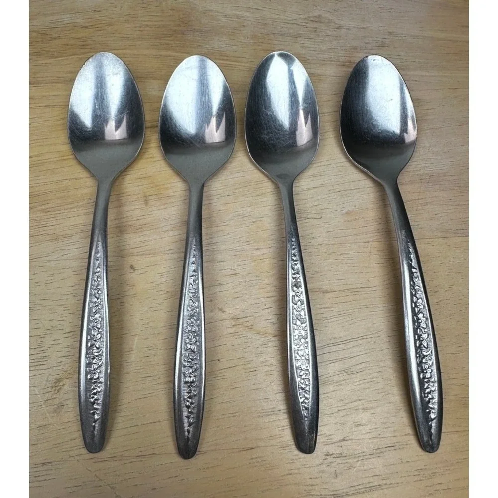 Vintage Customcraft CUS5 Stainless Steel‎ Floral Pattern Flatware Utensils 25 Pc